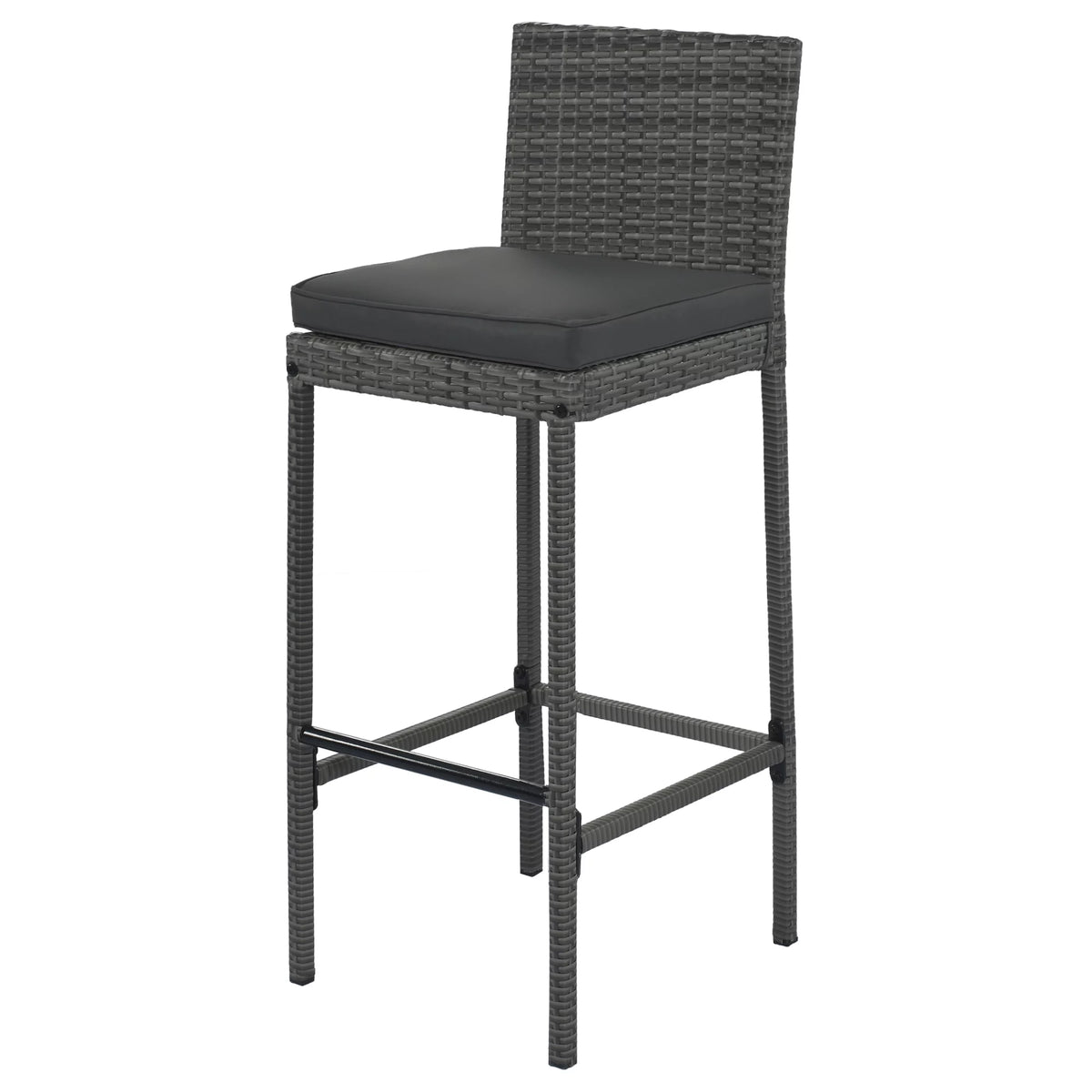 5 Pcs Gray Wicker Patio Bar Dining Table Set U8636