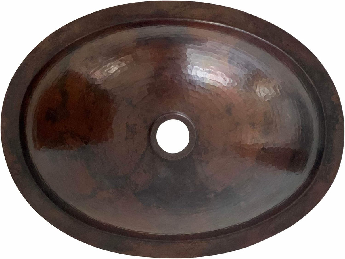 19 x 14 Oval Copper Bathroom Sink Hand Hammered Dual Mount X166