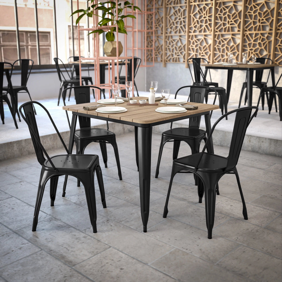 Indoor/Outdoor Dining Table with Umbrella Hole H49197