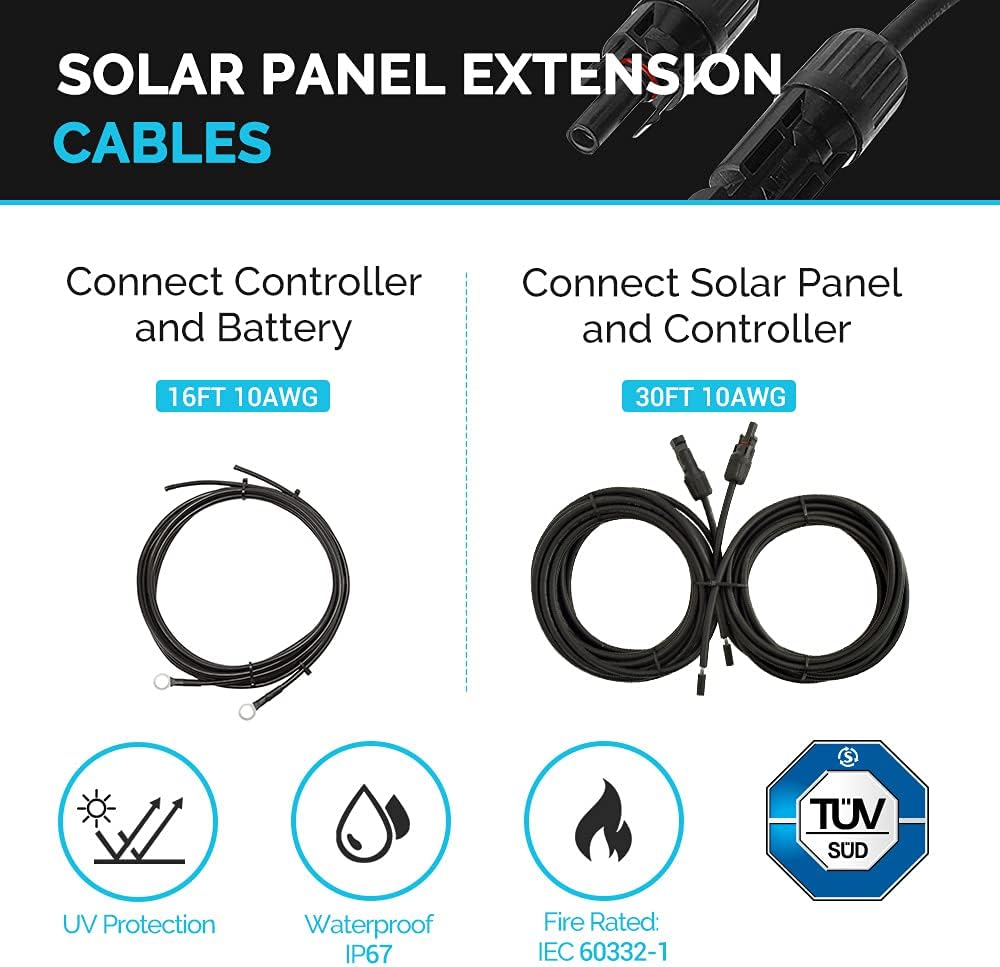 100 Watts 12 Volts Monocrystalline Solar RV Kit with 30A PWM Charge Controller B363002