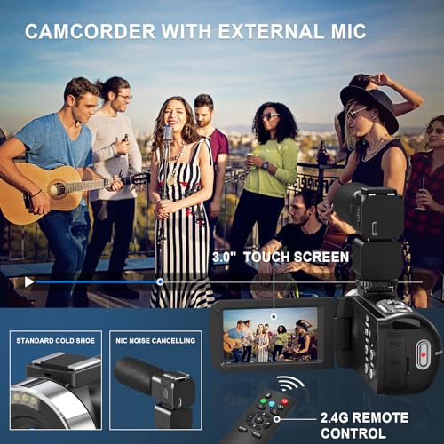 8K Video Camera Camcorder, 64MP IR Night Vision, 18X Zoom WiFi Digital Touch Screen I158