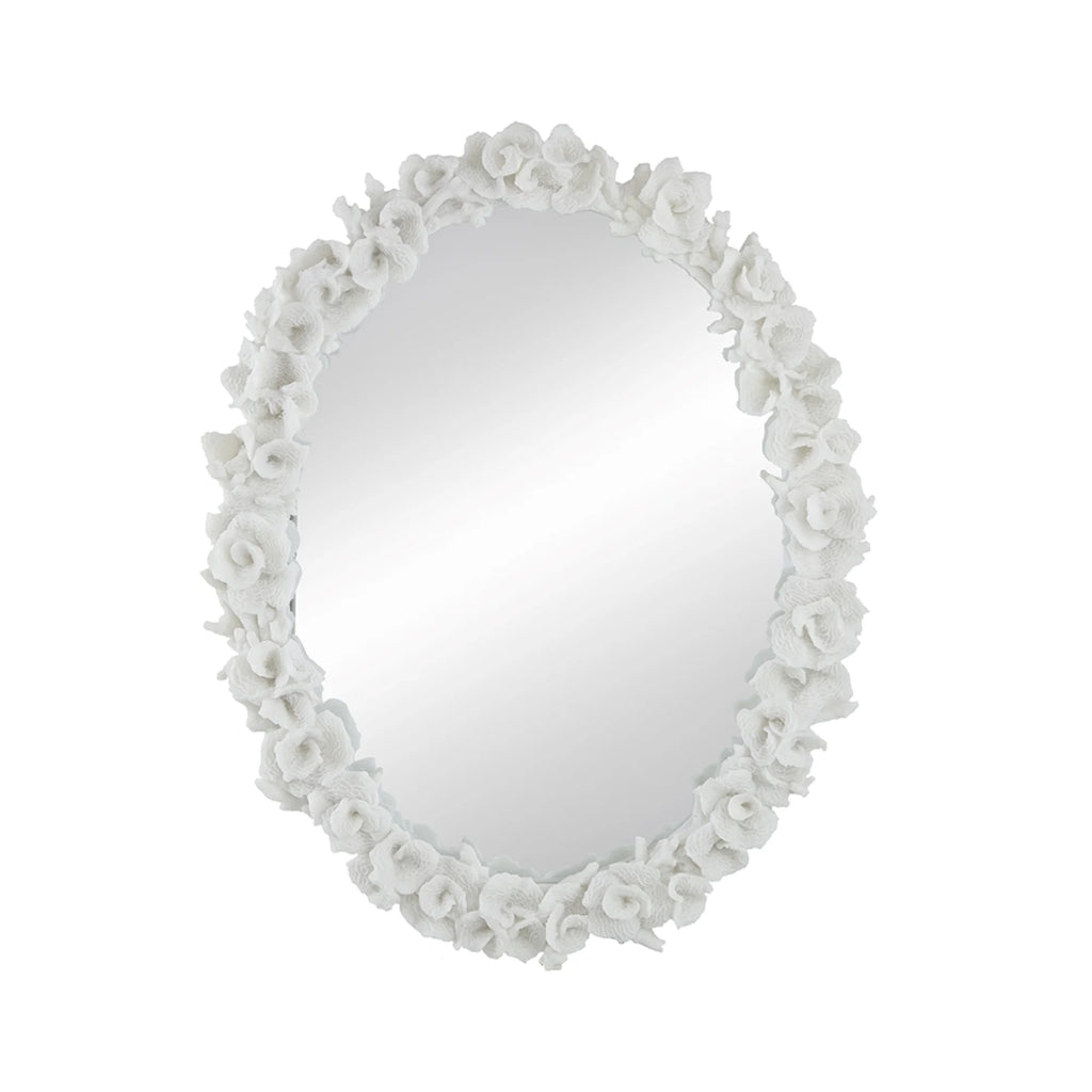 White Oval Wall Mirror J935588