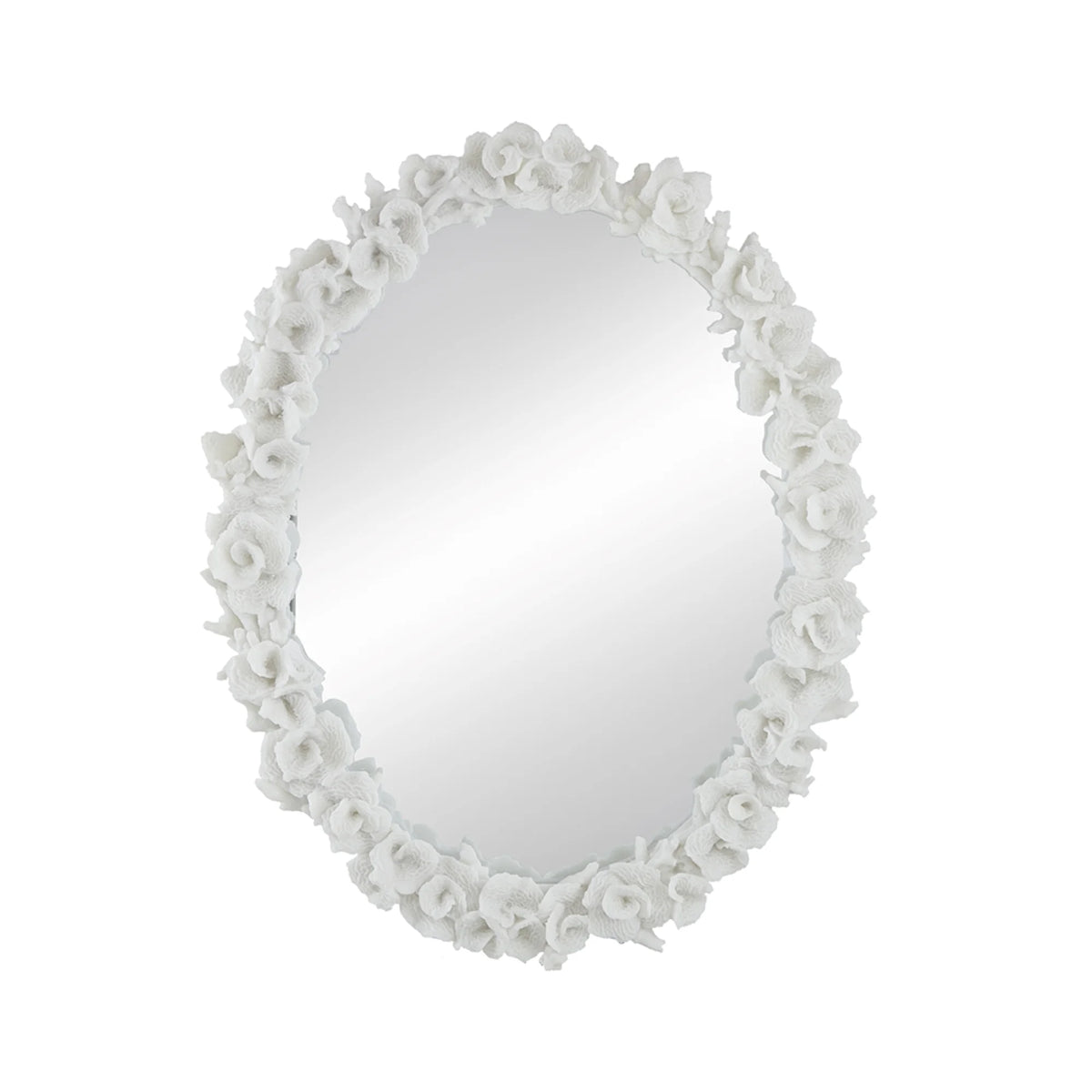 White Oval Wall Mirror J935588