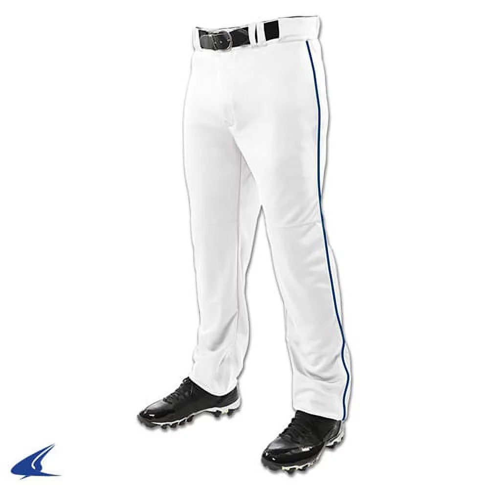 White with Navy Braid Open-Bottom Baseball Pant C808