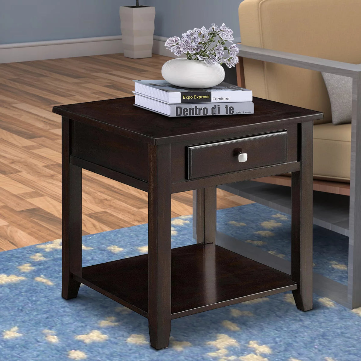 Walnut 1-shelf End Table F54374