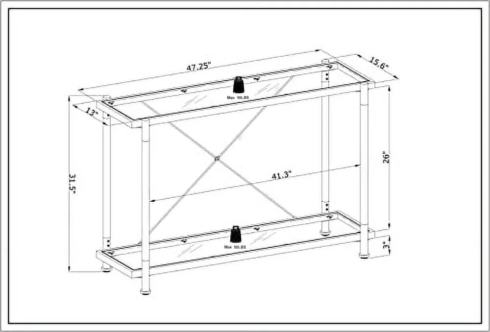 Console Sofa Table with Glass Tabletop and Acrylic Legs W308005