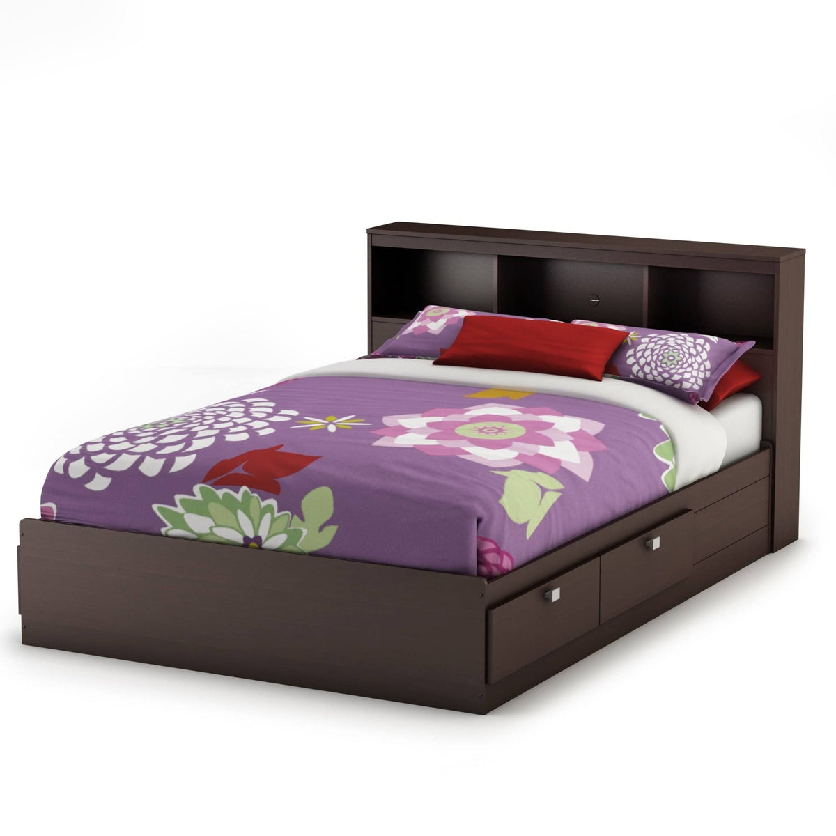 White Full Bookcase Headboard U89815