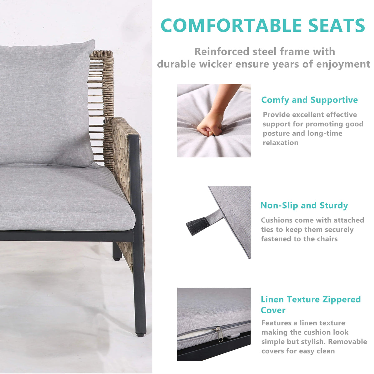3 Pieces All Weather Patio Sofa Z865