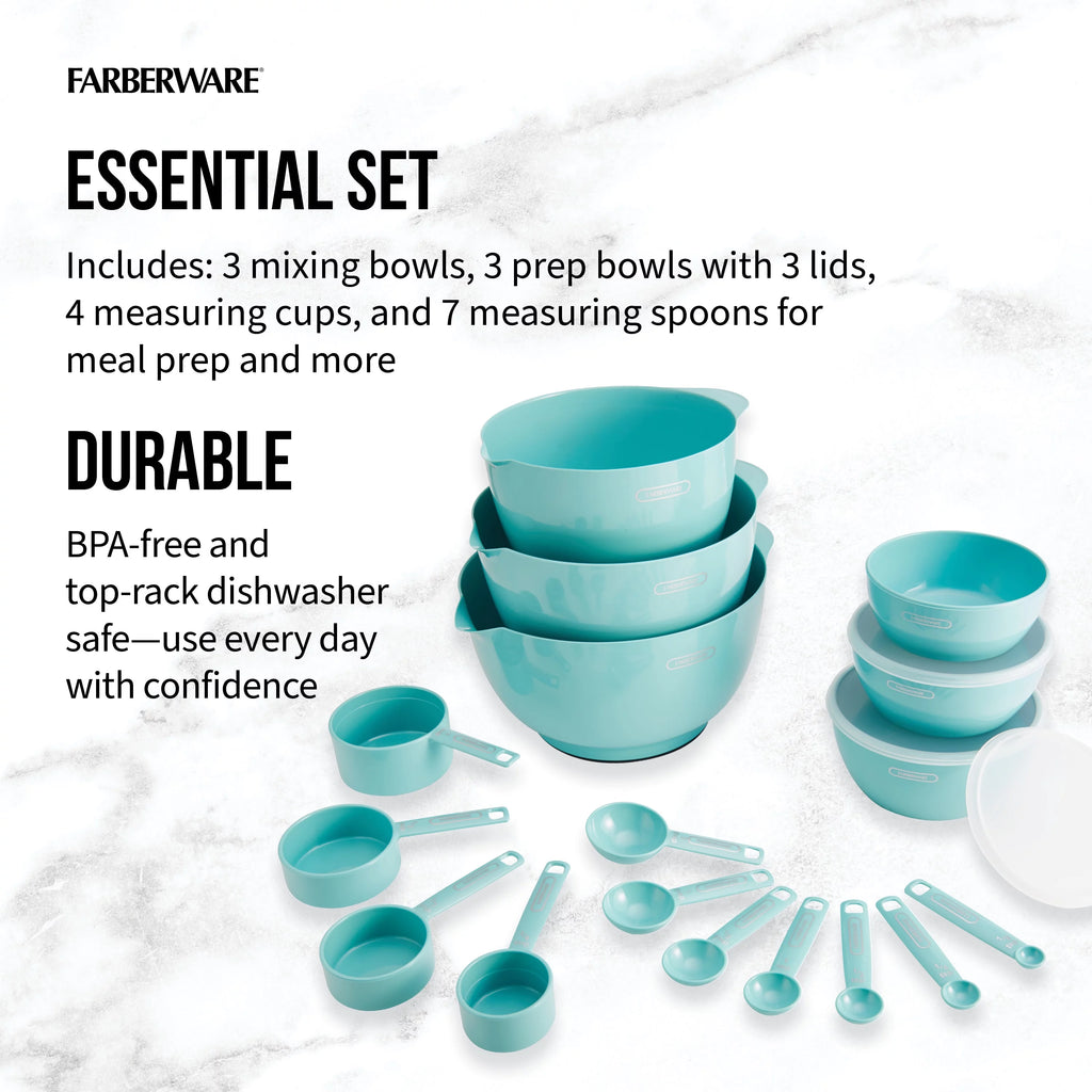 20-piece Plastic Mixing Bowl and Prep Set in Aqua F85770