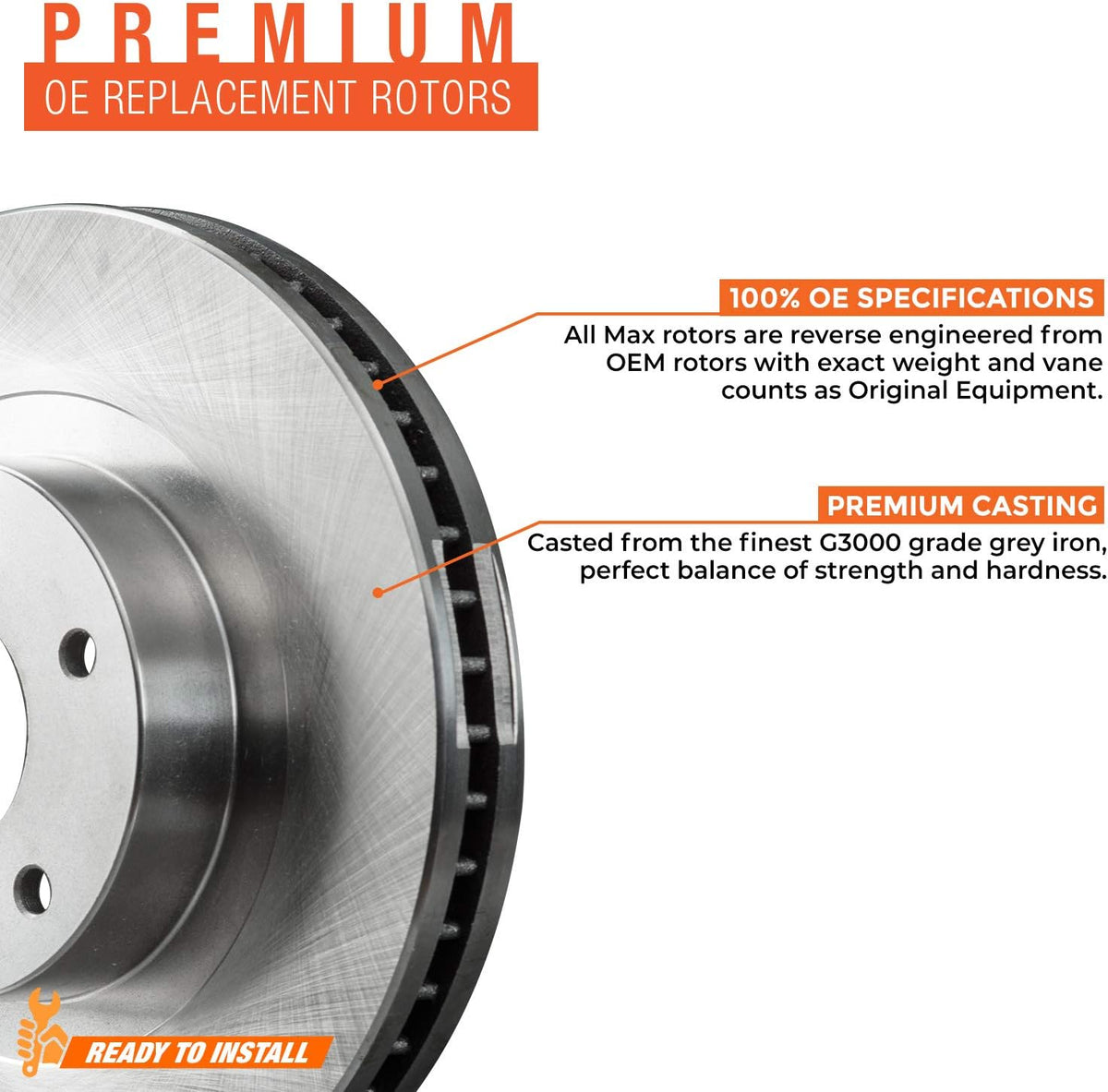 Max Brakes Premium OE Rotors with Carbon Ceramic Pads C336