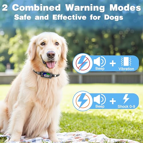 Wireless Dog Fence System, Rechargeable IPX6 Waterproof Collar, 33Yd-1000Yd Range V58437