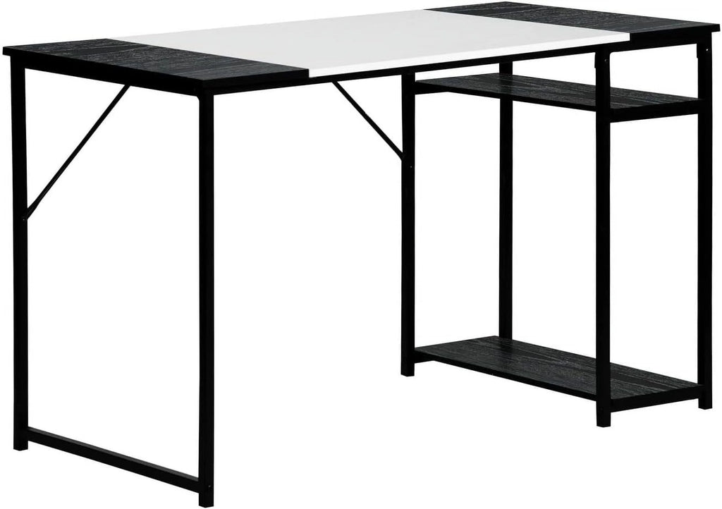 White 55.1 Inch Computer Desk with Shelves M121628