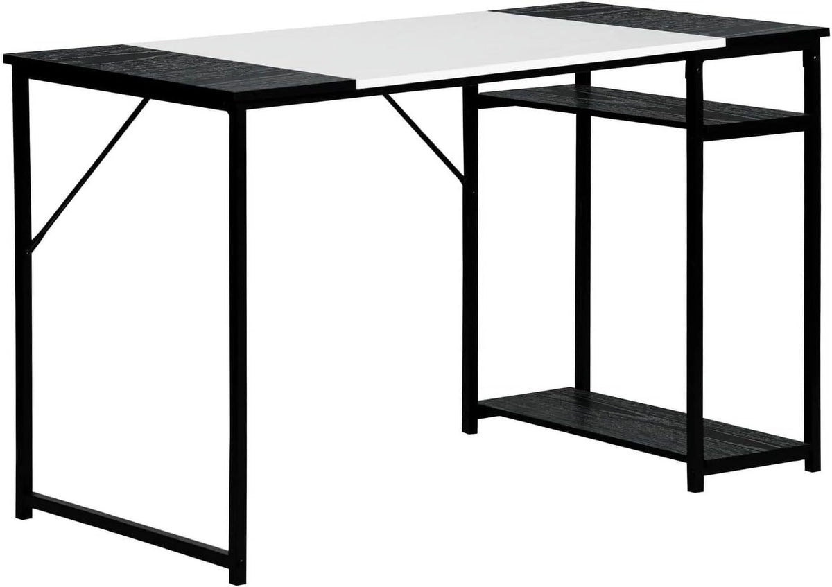 White 55.1 Inch Computer Desk with Shelves M121628