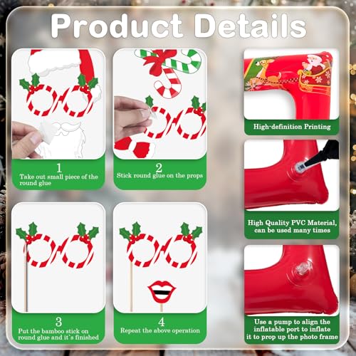 Christmas Photo Booth Props Inflatable Frame 32Pcs M1341