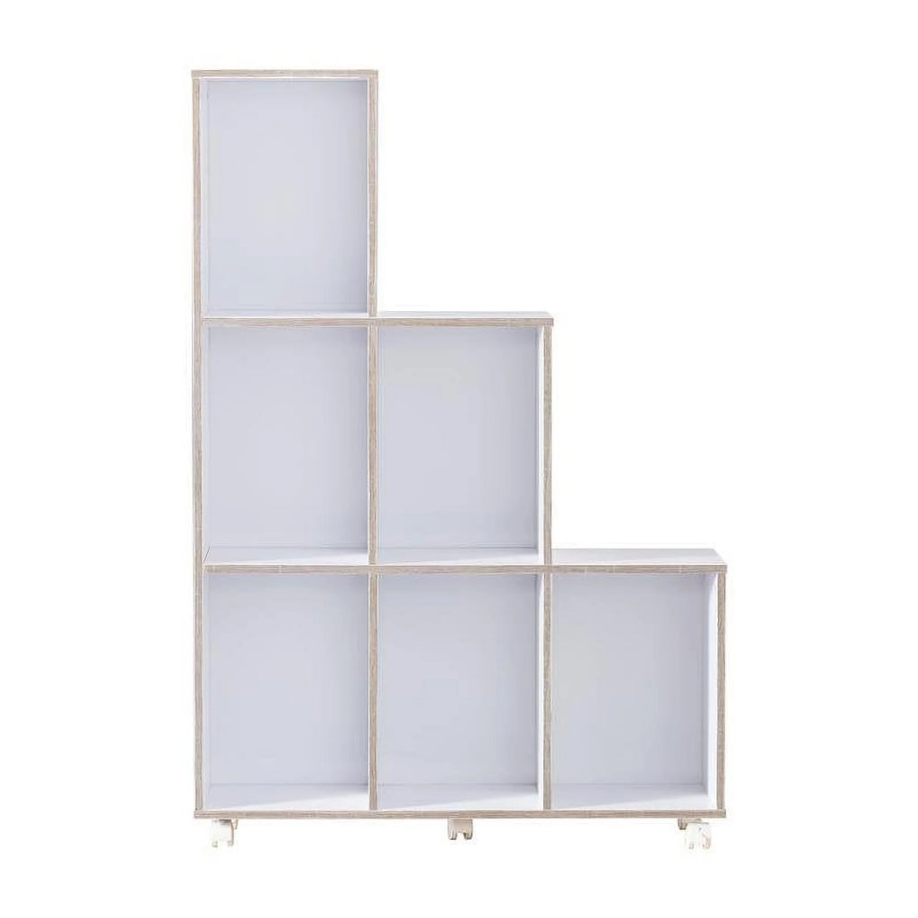White Wood 6-Compartment Bookcase R119114