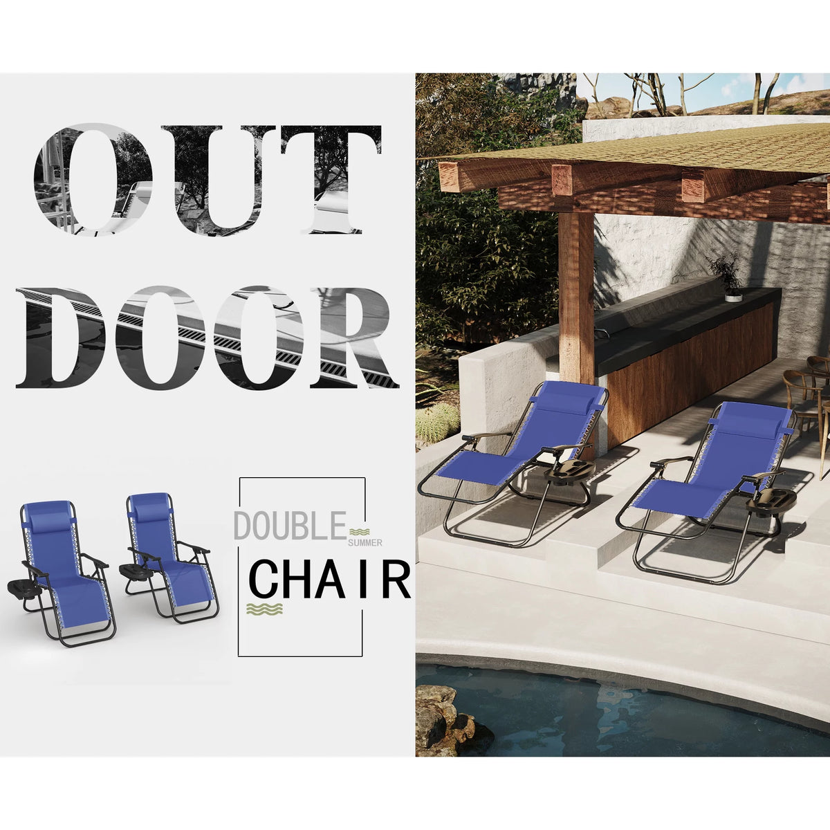 2 Pack Blue Zero-Gravity Chair M32601