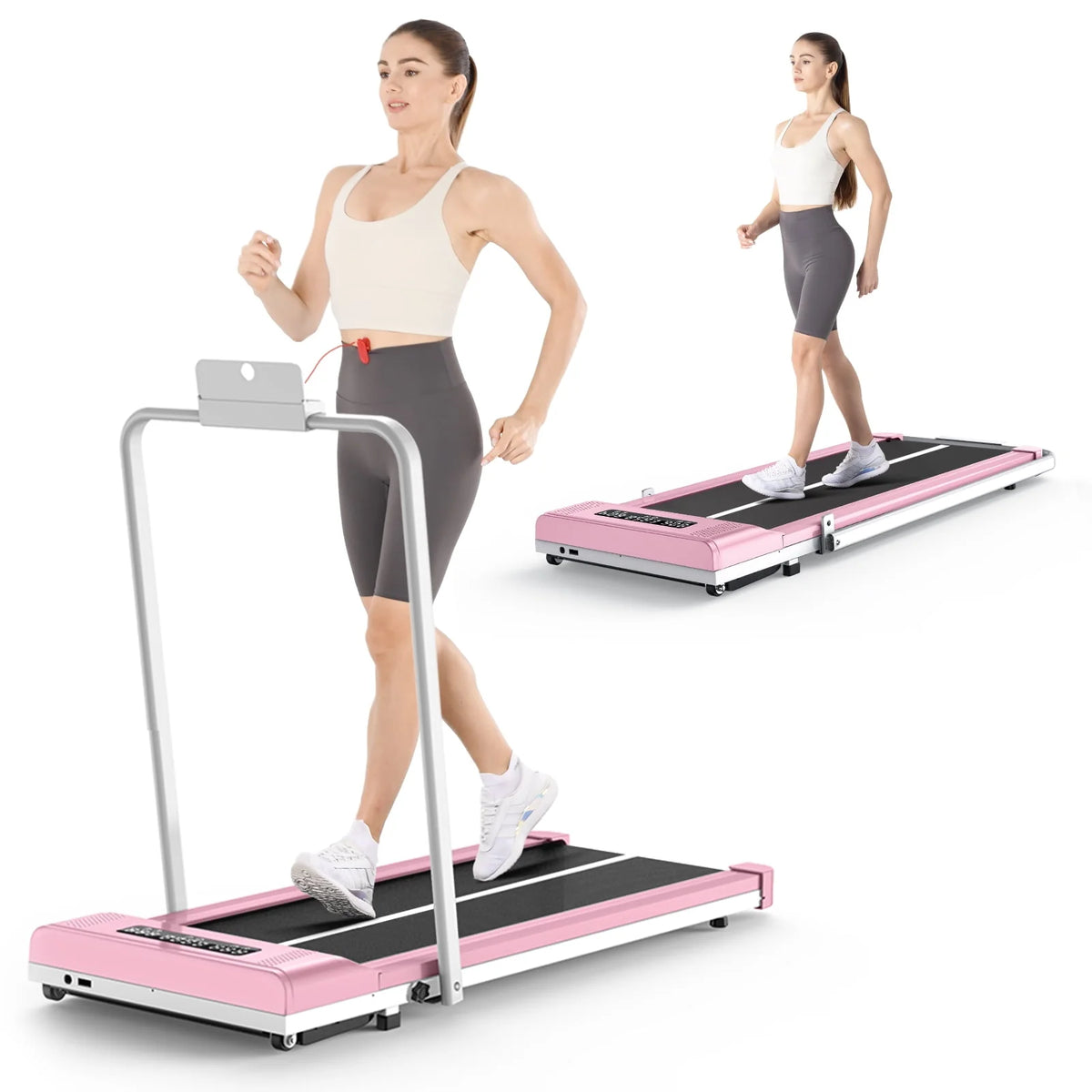 2 in 1 Folding Treadmill 265 lbs Gray G448434
