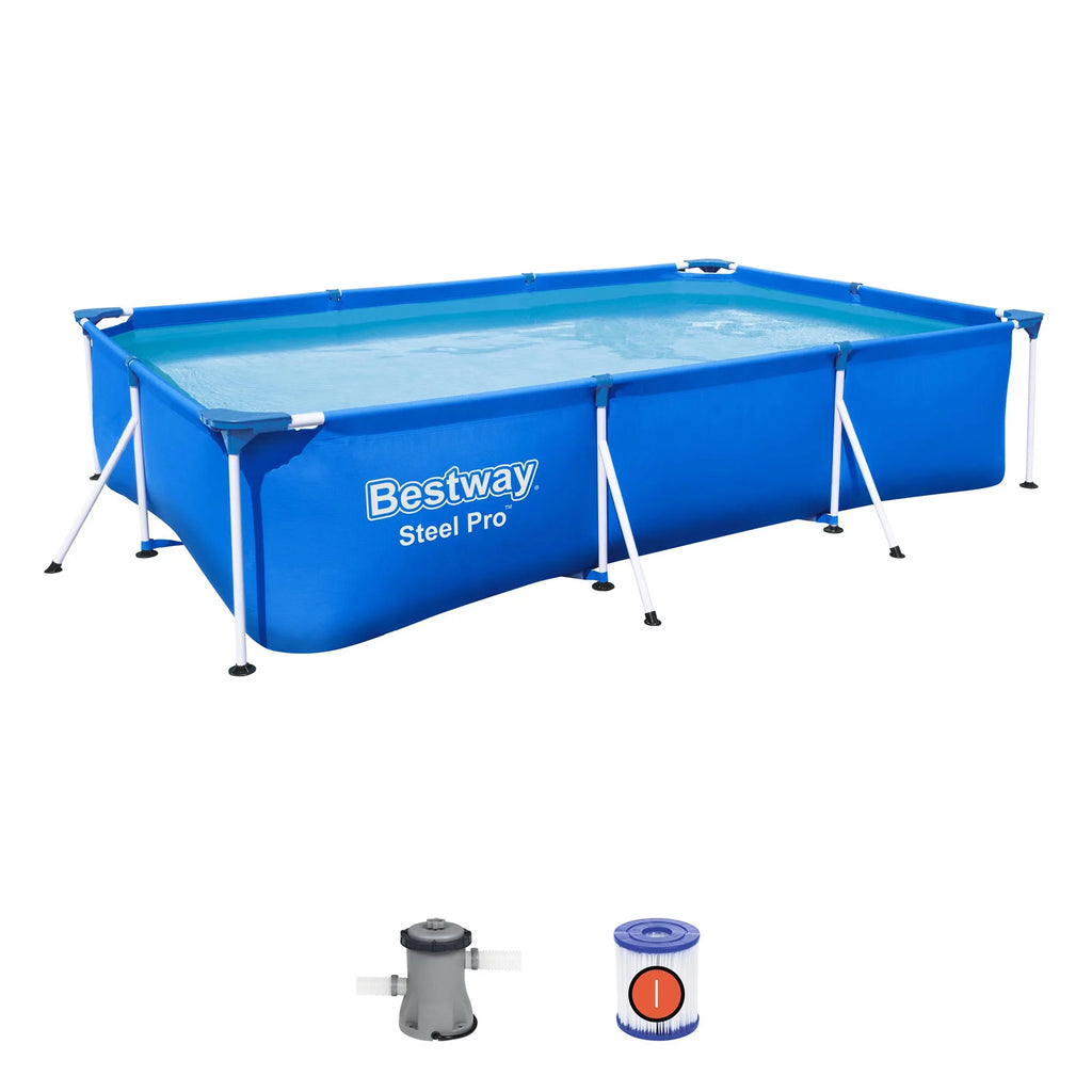 Steel Pro Rectangular Above Ground Swimming Pool Set J908