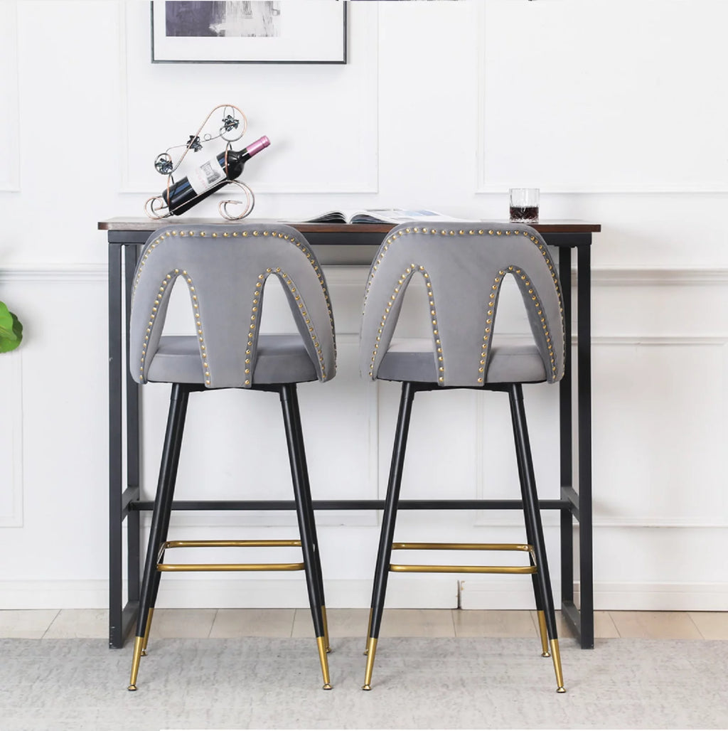 Velvet Upholstered Bar Stools with Back 30 inch Seat Height Set of 4 U190242