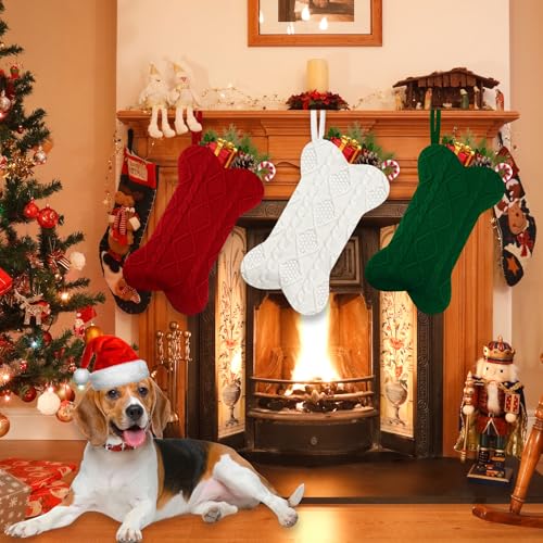 18 Inch Knitted Dog Christmas Stocking 3 Pack K760975