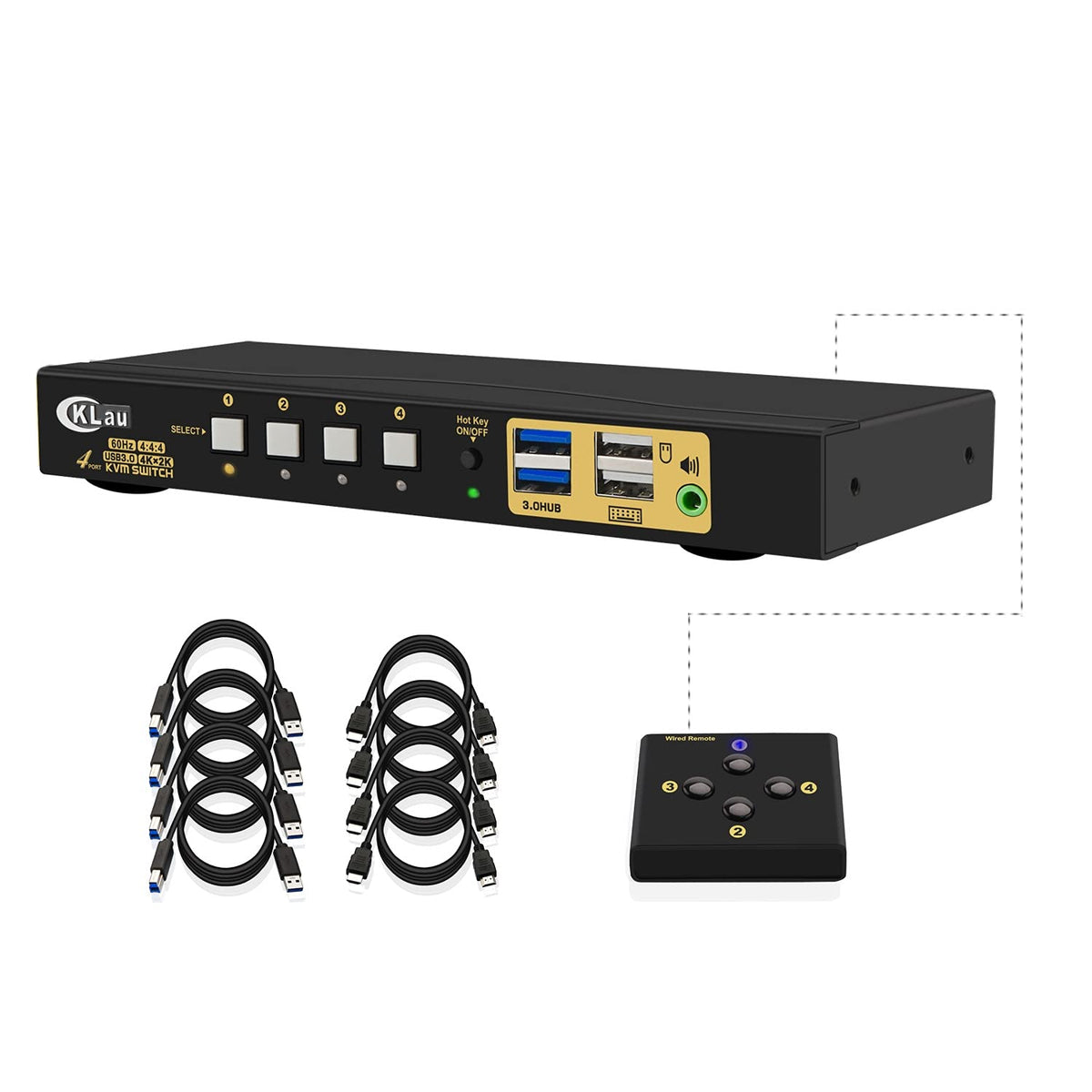 4 Port HDMI 2.0 USB 3.0 KVM Switch with Cables D73758