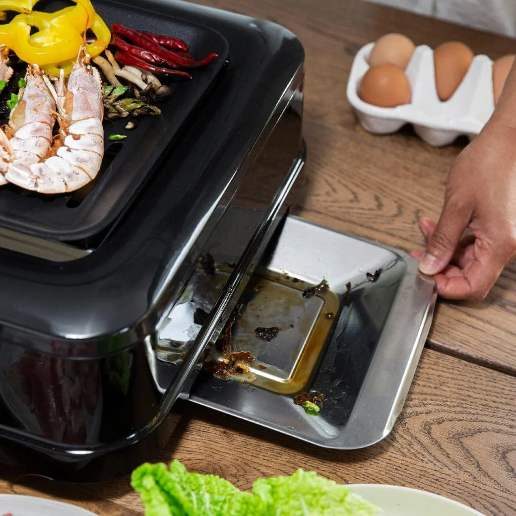 Electric Smokeless Indoor Infrared BBQ Grill with Non-Stick Grate and Drip Tray, Black F93214