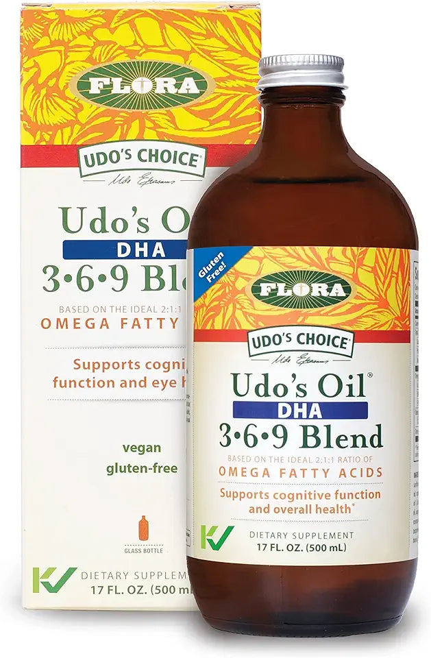 Organic Plant Based Vegan Omega 3-6-9 Oil with DHA 17 Fl Oz Supplement J4896