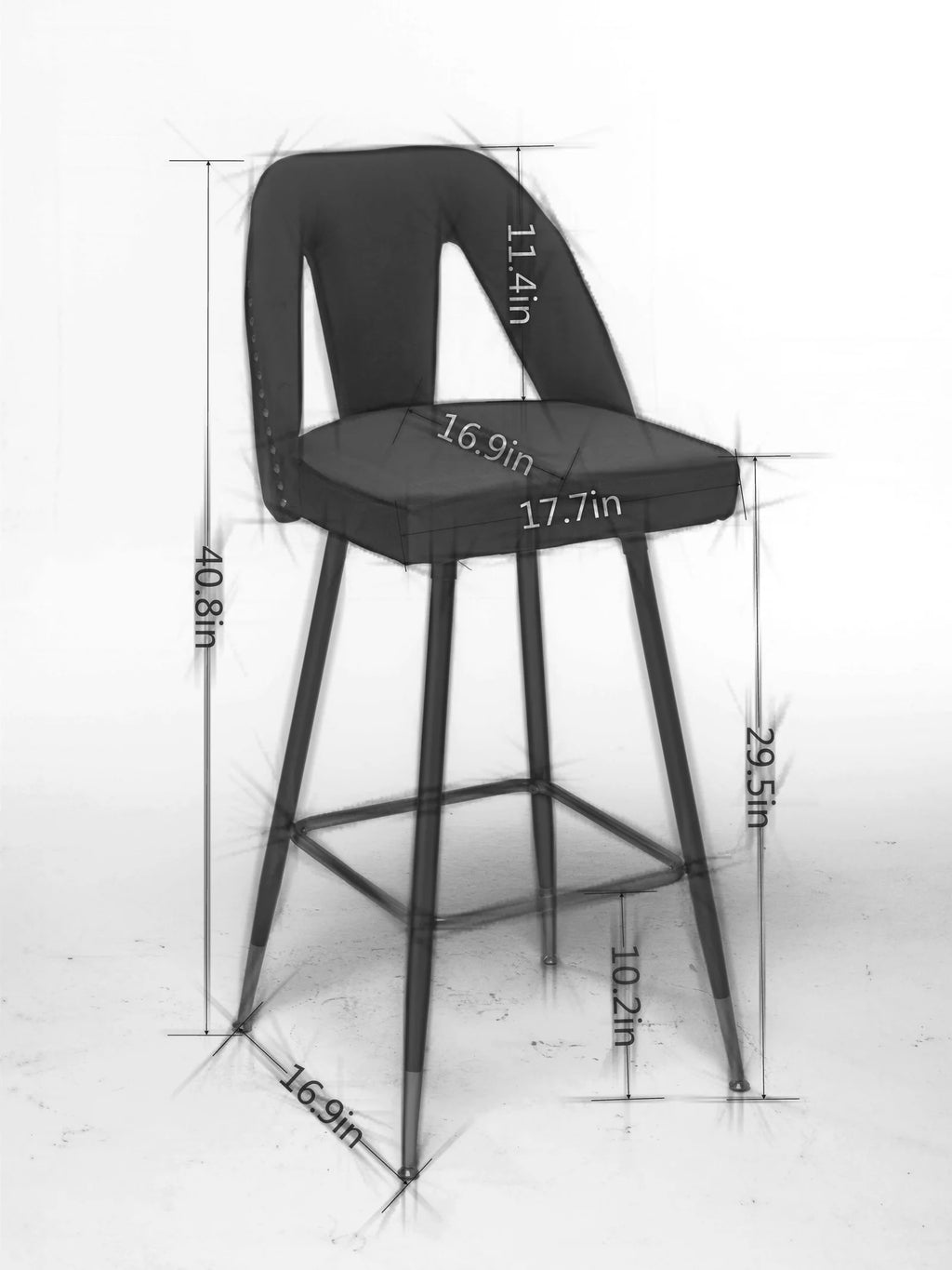 Velvet Upholstered Bar Stools with Back 30 inch Seat Height Set of 4 U190242