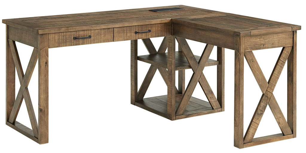 Rustic 60" L Desk with Fingerprint Lock B3886