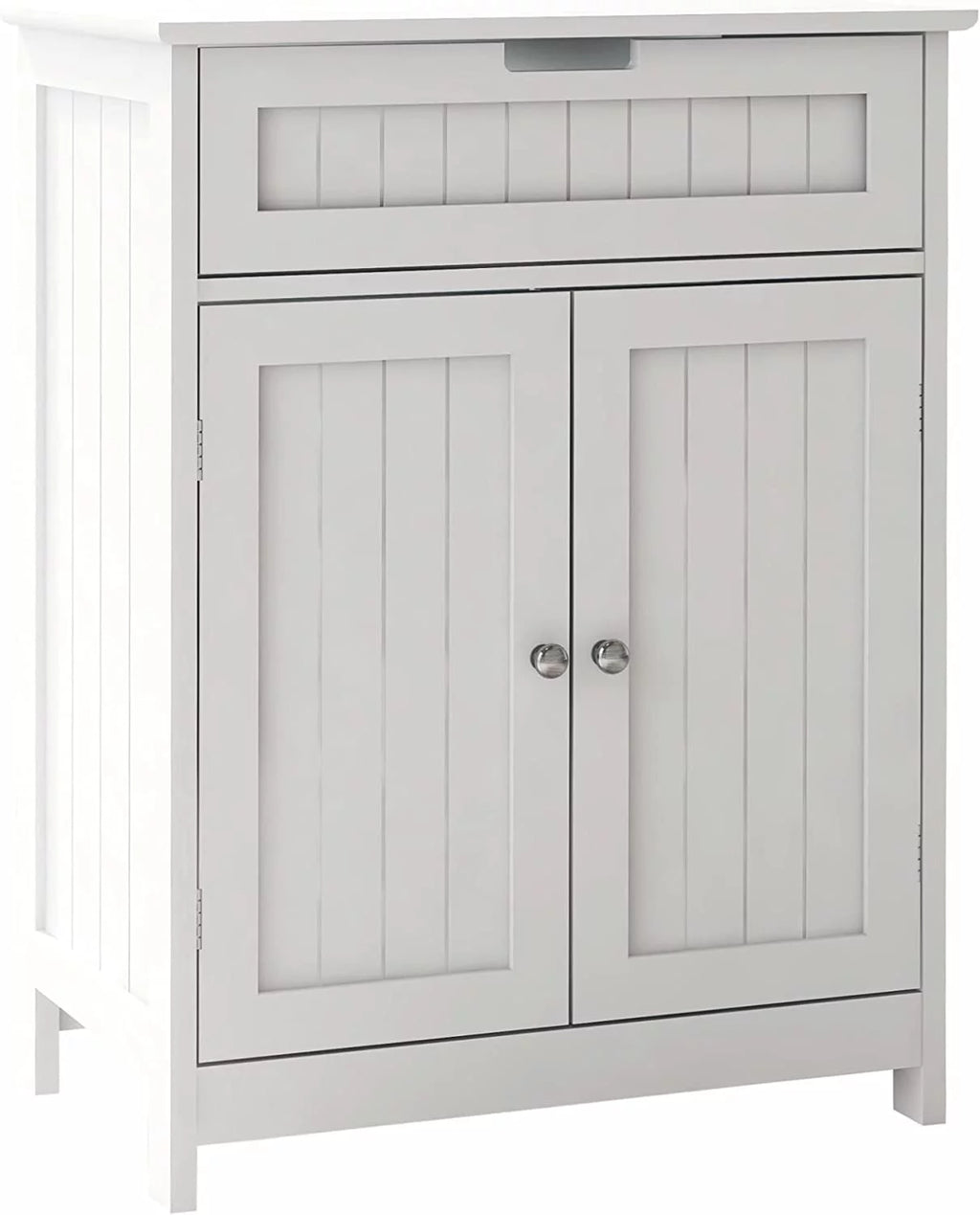 White 2 Door 1 Drawer Wood Bathroom Floor Cabinet K260