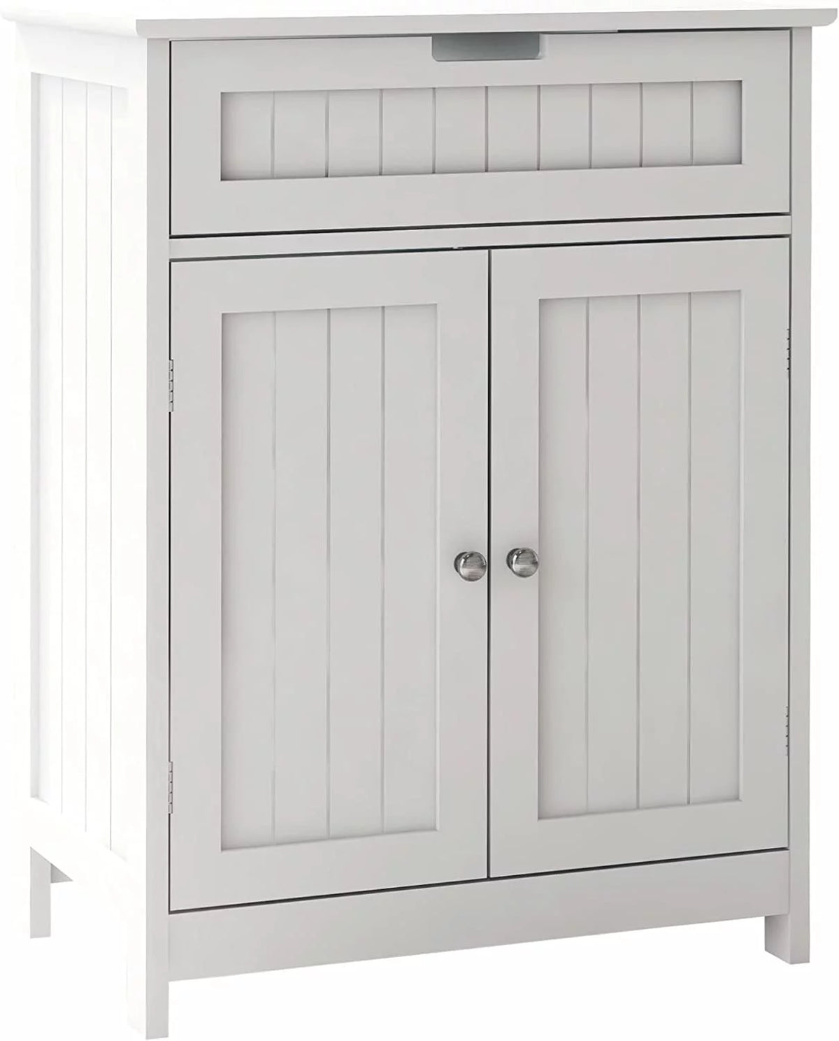 White 2 Door 1 Drawer Wood Bathroom Floor Cabinet K260