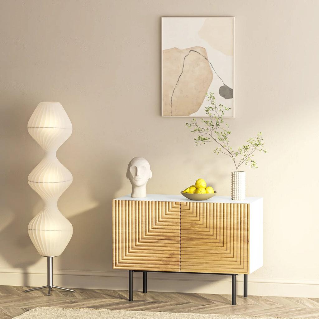 Mid Century Poplar Wood Sideboard Buffet Cabinet with Doors E6981