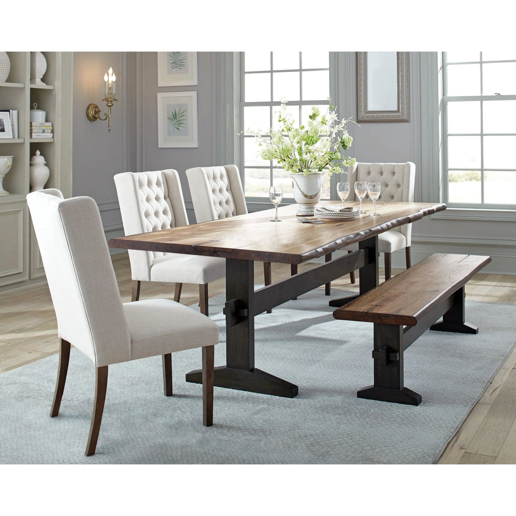 Natural Honey and Espresso Trestle Bench X27621