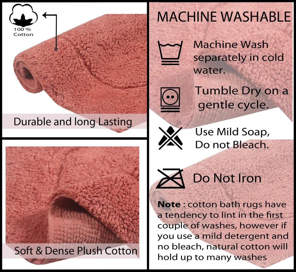 100% Cotton Tufted Non-Slip Bath Rug 3 Piece Set with Contour C405346