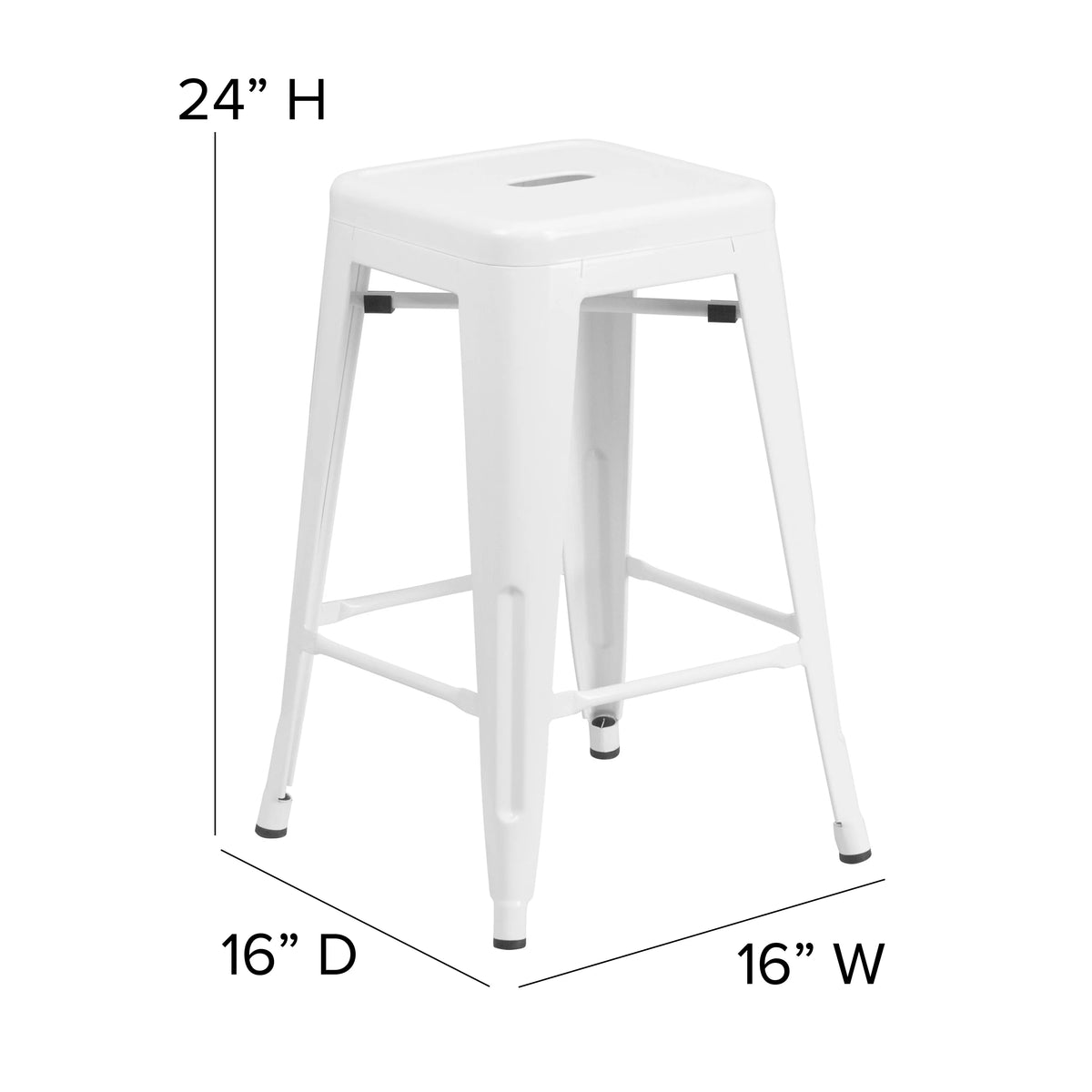 White 24" High Backless Metal Counter Height Stool B505694
