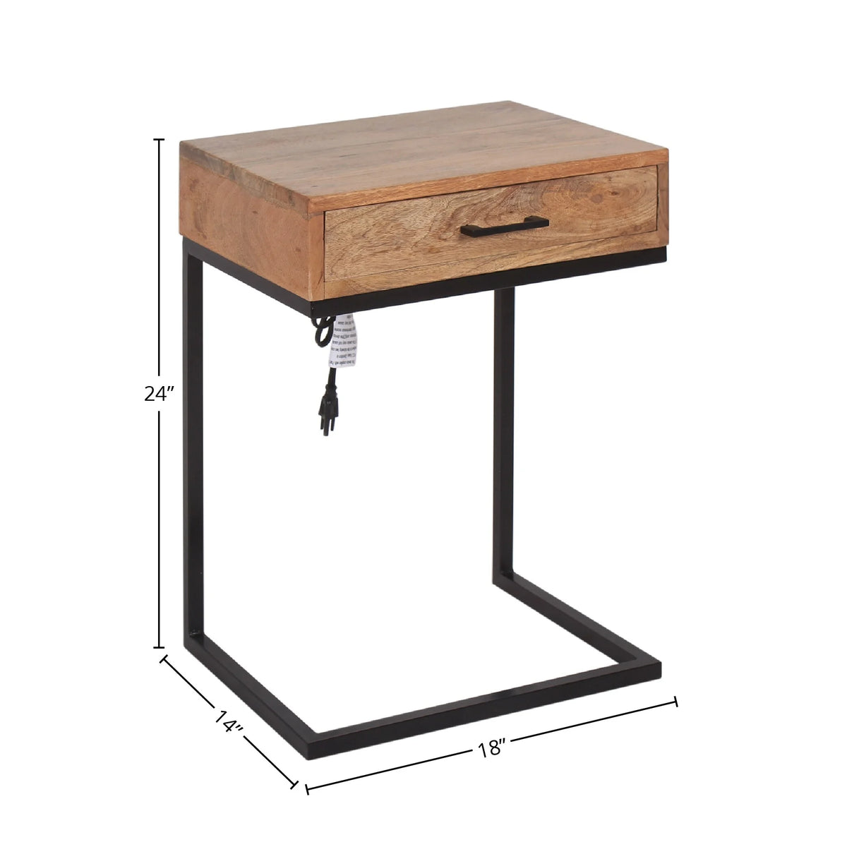 Brown Wood C-Table with Drawer V700247