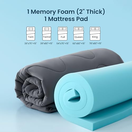 4 Inch Dual Layer Memory Foam Mattress Topper Queen E6461