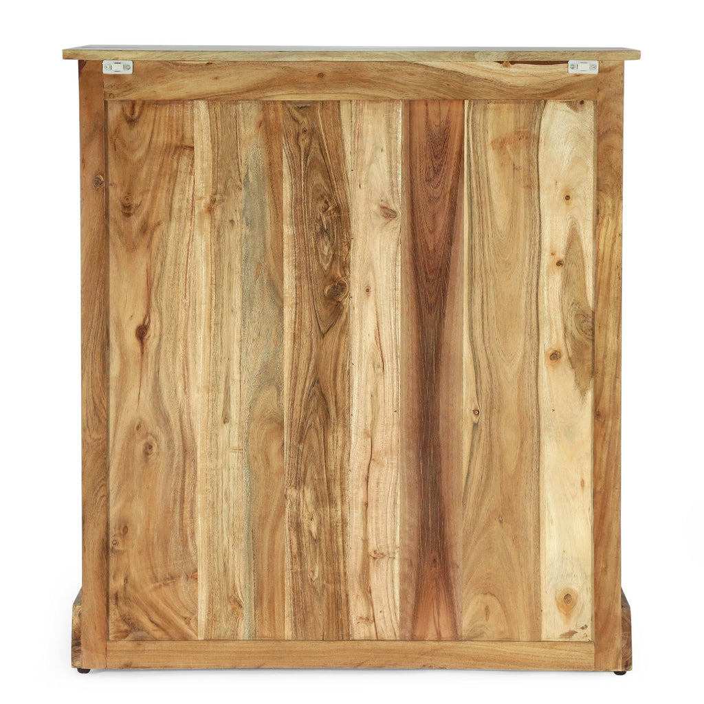 Acacia Wood Live Edge Cabinet with Sliding Door P3093