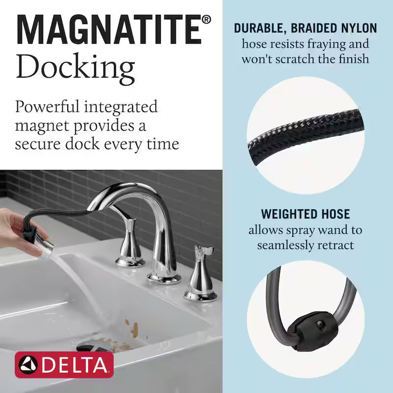 8 in. Widespread 2-Handle Bathroom Faucet with Pull-Down Spout in Chrome C43660