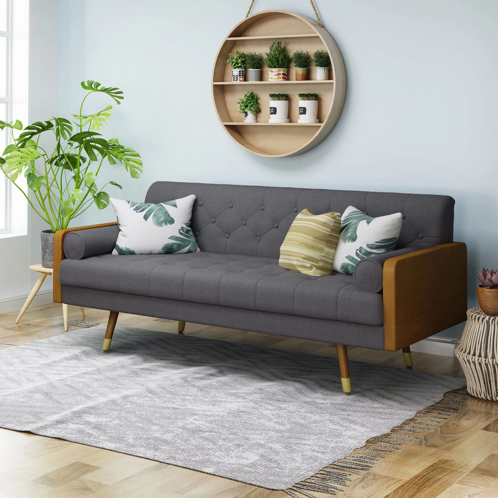 Grey Tufted Fabric Sofa U21672