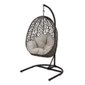 Grey Wicker Hanging Egg Chair with Stand E722