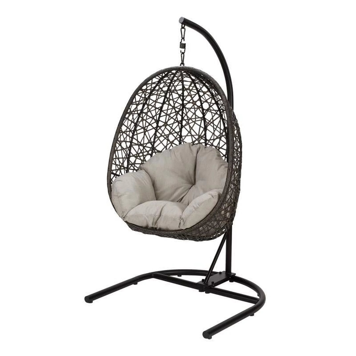 Grey Wicker Hanging Egg Chair with Stand E722