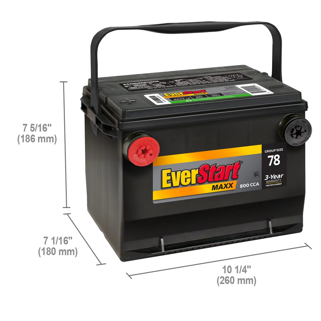 Lead Acid Automotive Battery, Group Size 78 12 Volt, 800 CCA N485582