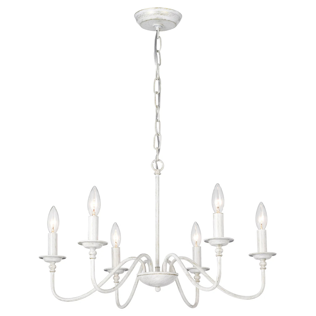 6-Light White Candle Chandelier E53097