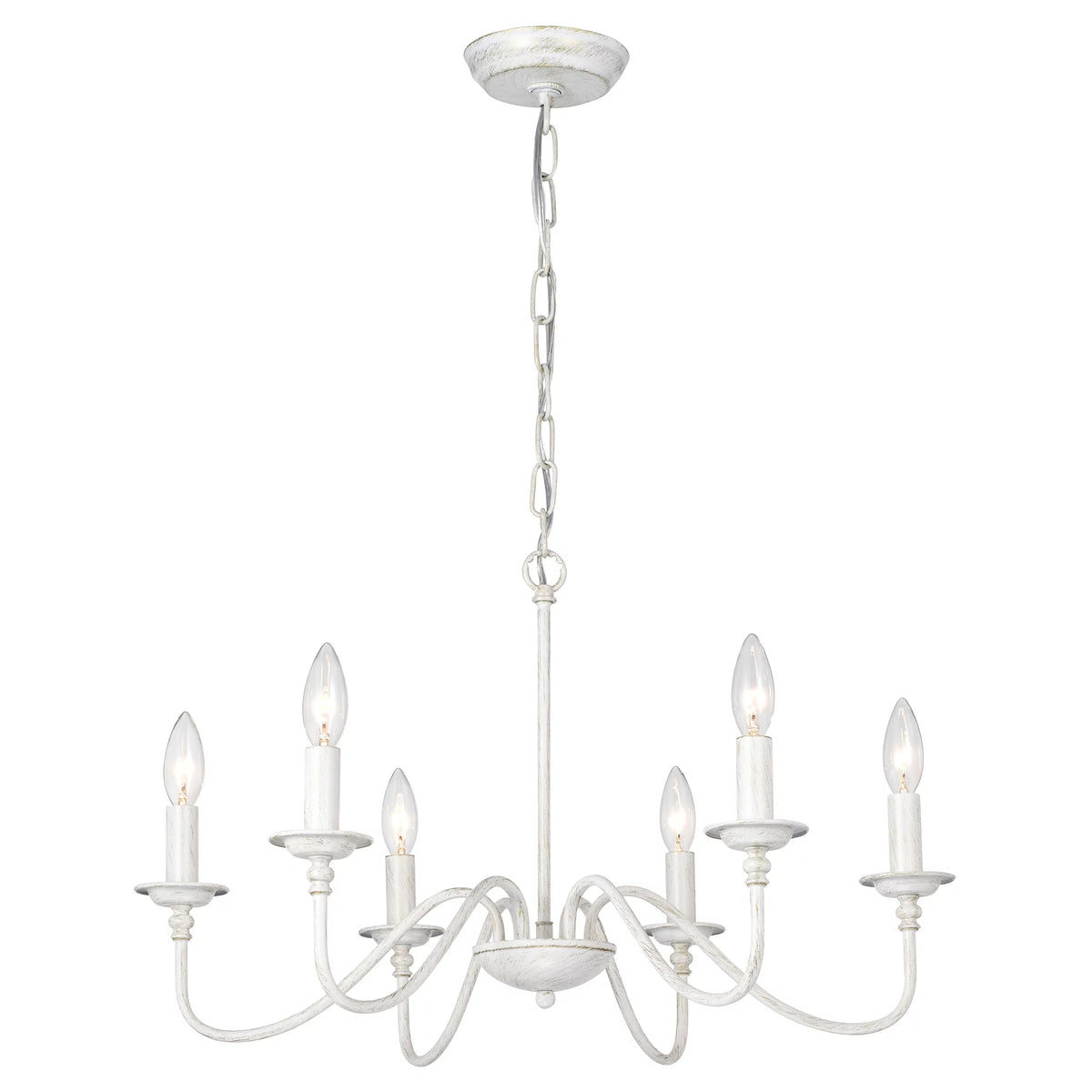 6-Light White Candle Chandelier E53097