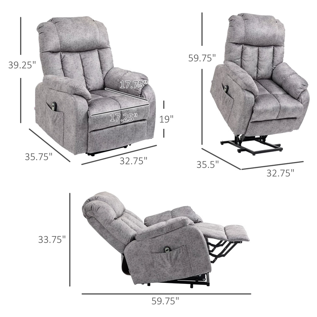 Grey Power Lift Recliner Chair with Remote Control L78592