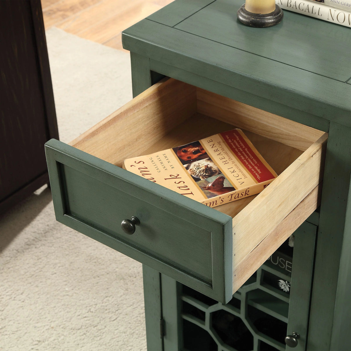 Antique Teal 1-Drawer Side Table S526086