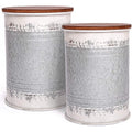 Distressed White Set of 2 Accent Side Table with Storage Y834