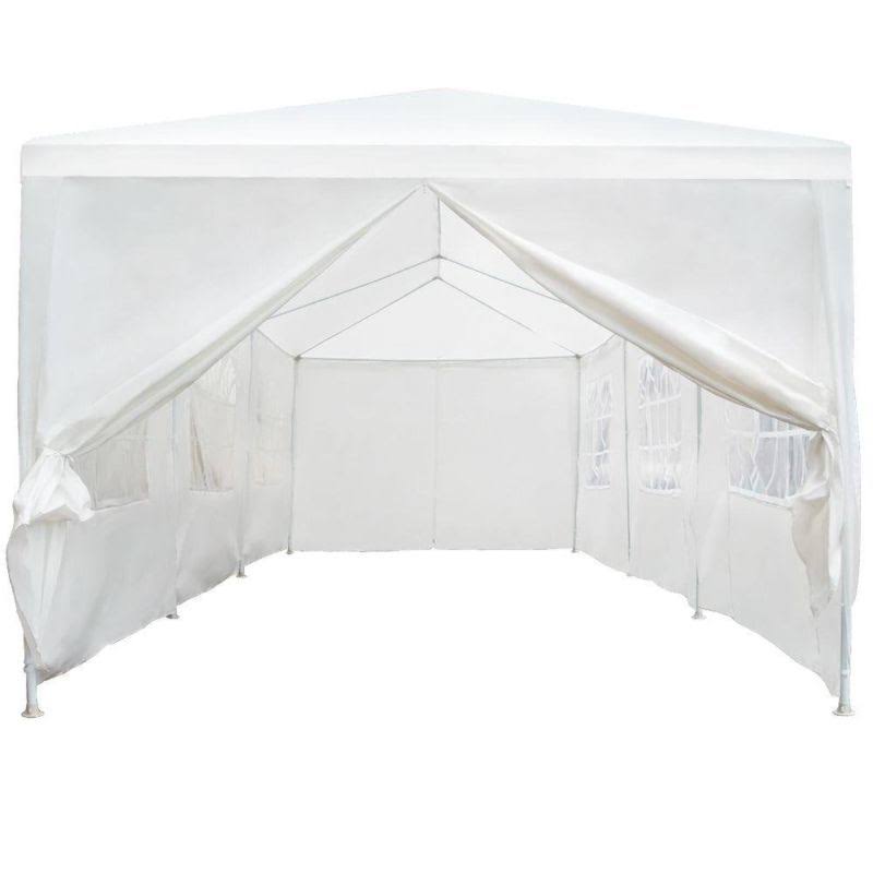 White Outdoor Gazebo Canopy Tent with Removable Walls S55412