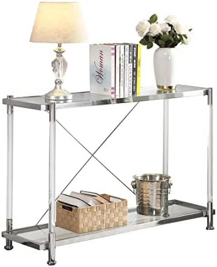 Console Sofa Table with Glass Tabletop and Acrylic Legs W308005
